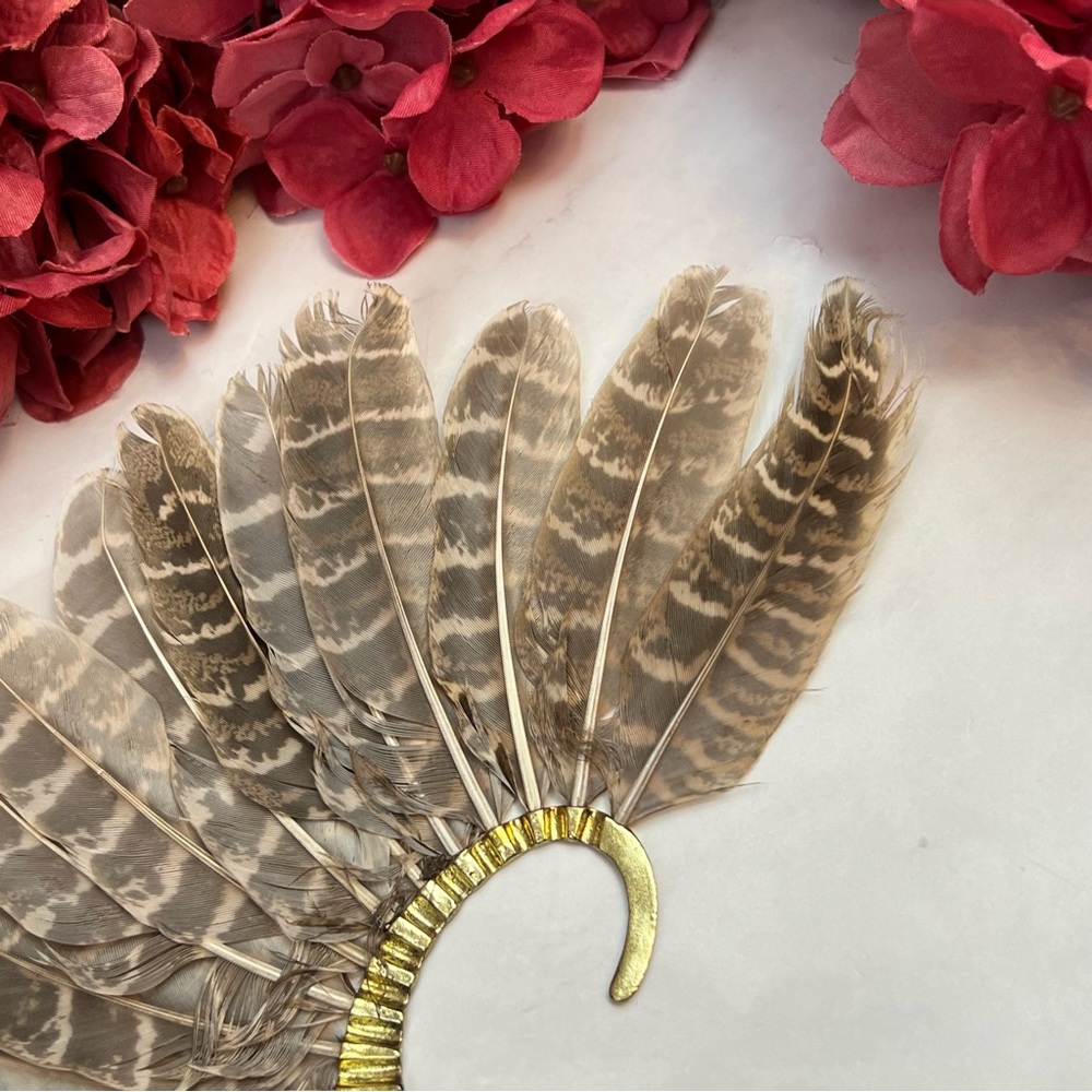 Bohemian Tribal Feather Gold Ear Cuff Earring - Picture 13 of 15